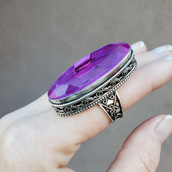 New Huge Iolite 925 Silver Statement Ring. - Picture 3 of 15